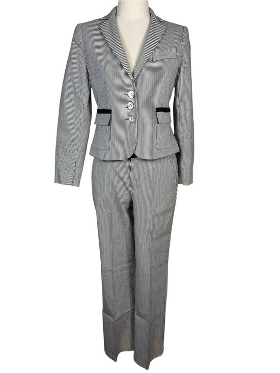 Nanette Lepore Pants - Nanette Lepore Black White Pinstripe Seersucker Career Suit Set 2 Piece Size 6